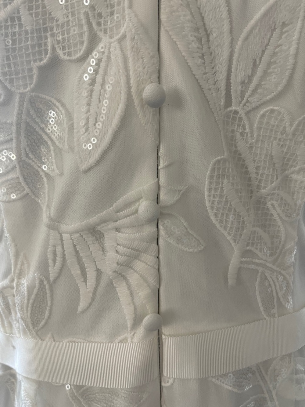 White Lace Bridal Maxi Dress Size 14 Halter Embroidered Wedding Reception Gown - Picture 6 of 8